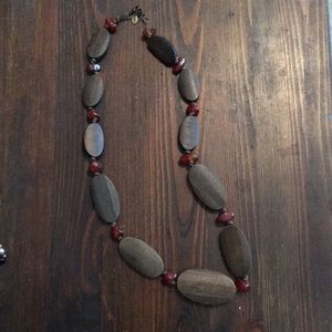 Brown wood beaded necklace